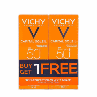 Vichy Capital Soleil Skin-Perfecting Velvety Cream SPF 50+ Offer (1+1 Free) - 50ml