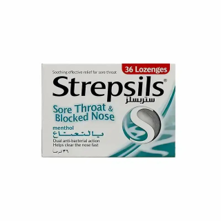 STREPSILS SORE THROAT BLOCKED NOSE MENTHOL 36 S