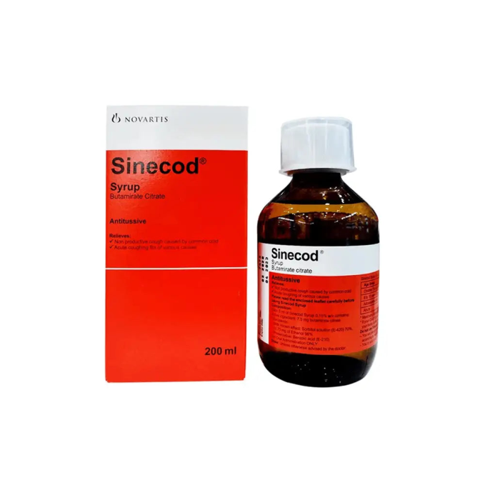 Sinecod Butamirate Citrate for Dry Cough Relief Syrup 200ml