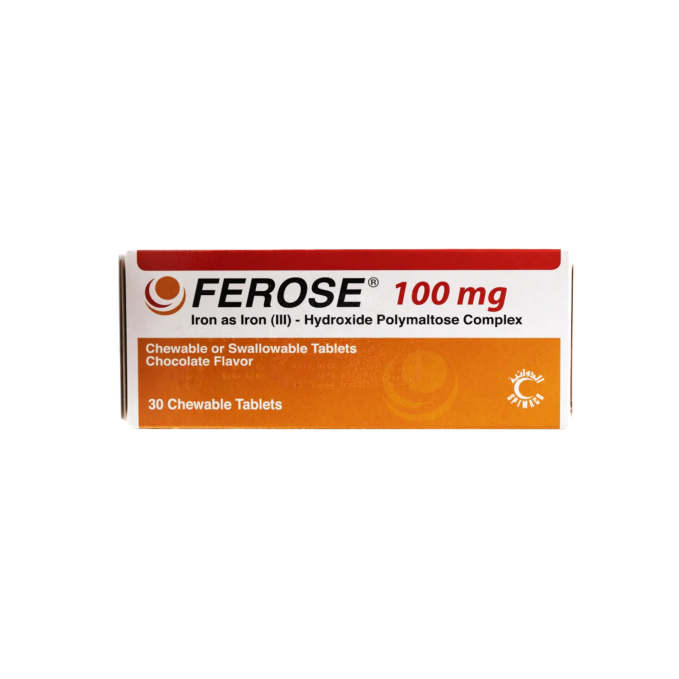 FEROSE CHEWABLE 100 MG 30 TAB
