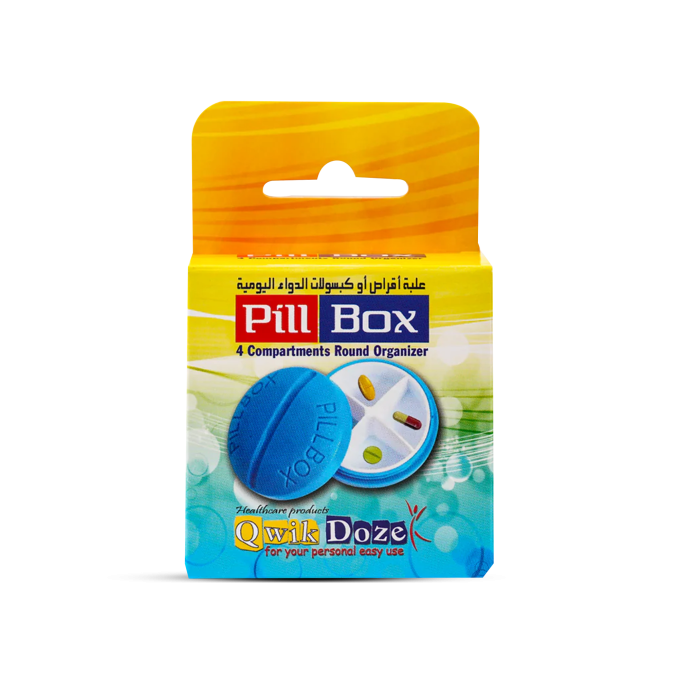 QWIK DOZE ROUND PILL BOX-4 COMPARTMENT