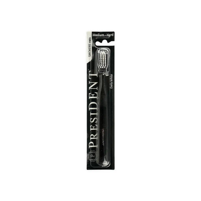PRESIDENT WHITE SMOKERS MEDIUM-HARD TOOTHBRUSH